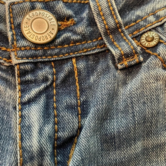 Aeropostale BAYLA denim skinny blue jeans sz 0 regular 100% cotton Distressed - Picture 3 of 9